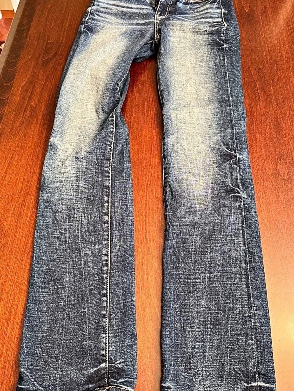 Buckle Black Straight Leg Jeans Blue Waist 24x30